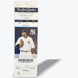 New York‎ Yankees vs Boston Red Sox Full Ticket May 18 2010  Mariano Rivera